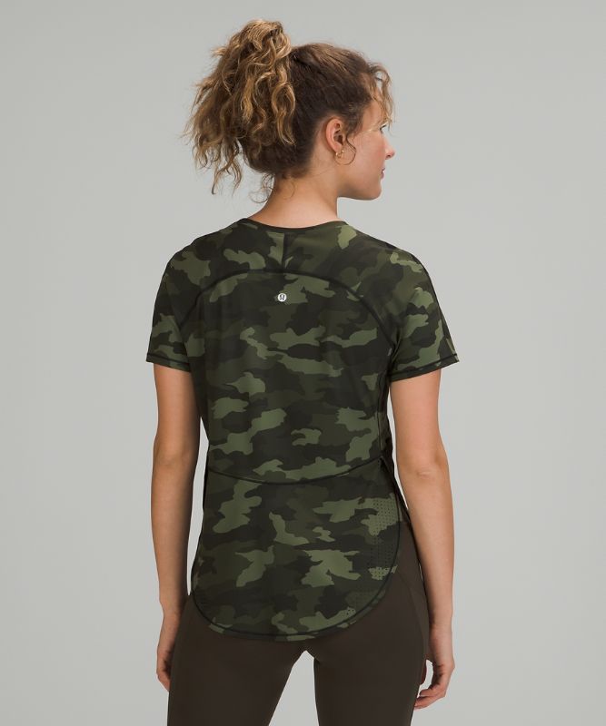 Short Lululemon UVP Run Short Sleeve Mujer Camuflados Verde Oliva Multicolor | 10258-TLXA