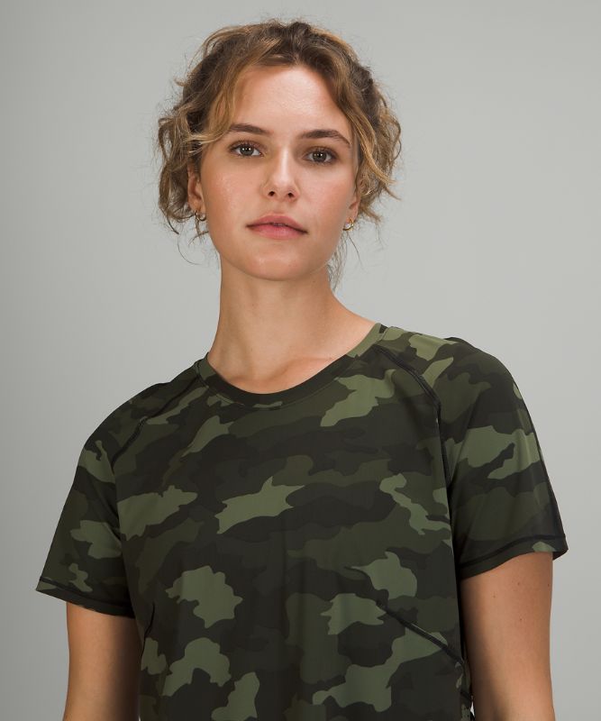 Short Lululemon UVP Run Short Sleeve Mujer Camuflados Verde Oliva Multicolor | 10258-TLXA