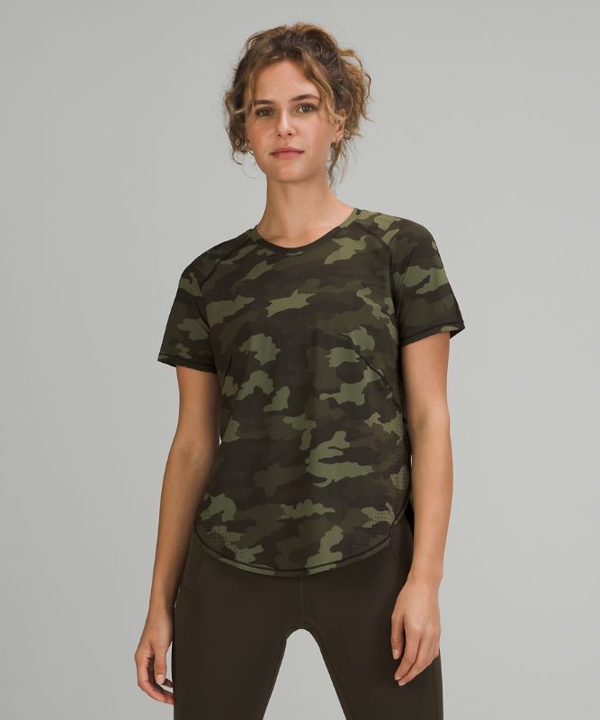 Short Lululemon UVP Run Short Sleeve Mujer Camuflados Verde Oliva Multicolor | 10258-TLXA