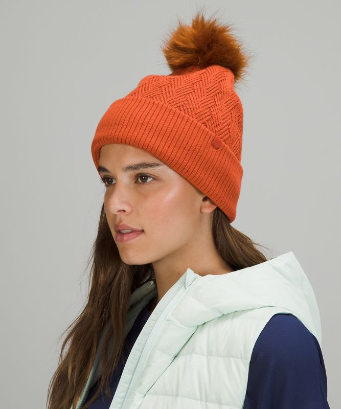 Sombreros Lululemon Chevron Knit Pom Beanie Accessories Naranjas | 91563-DZKT