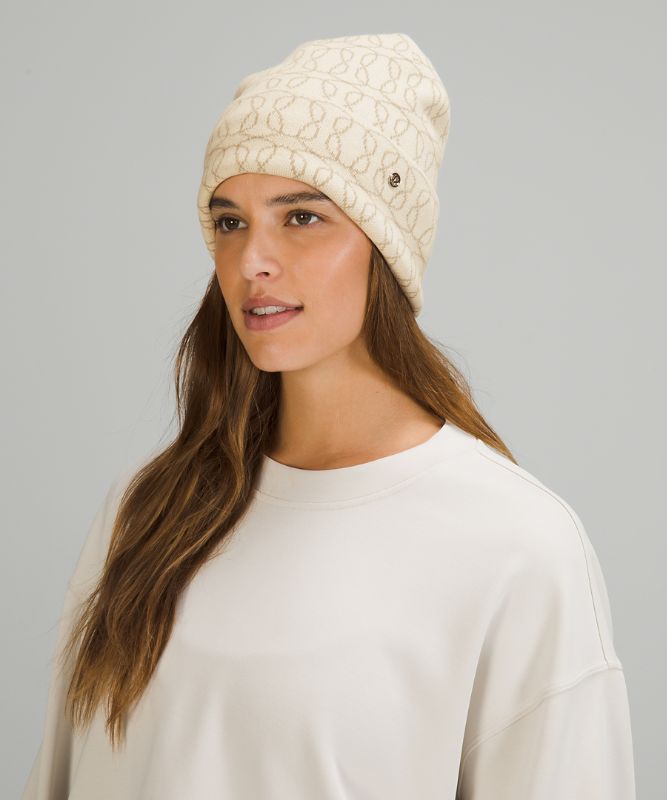 Sombreros Lululemon Warm Revelation Beanie Logo Accessories Blancos Beige | 19240-GIRB