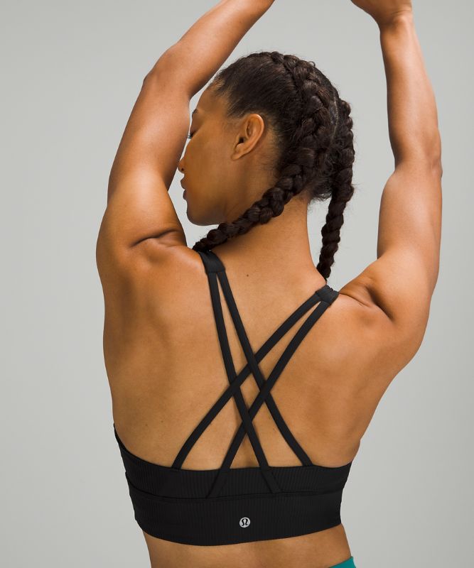 Sports Bras Lululemon Energy Bra High-Neck Longline Medium Support, B–D Cups Mujer Negros | 71958-LDBU