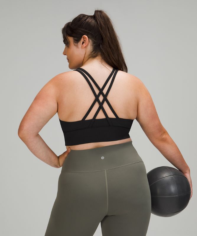 Sports Bras Lululemon Energy Bra Long Line Rib Mujer Negros | 84290-OPDM