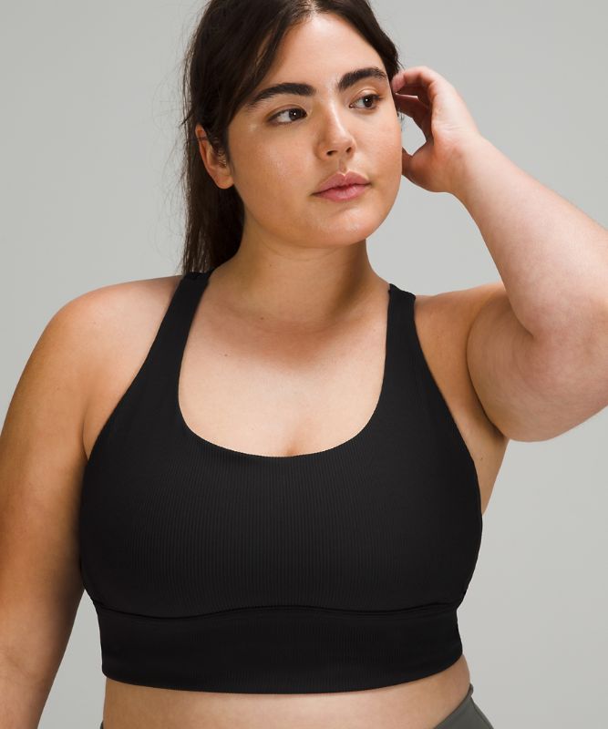 Sports Bras Lululemon Energy Bra Long Line Rib Mujer Negros | 84290-OPDM