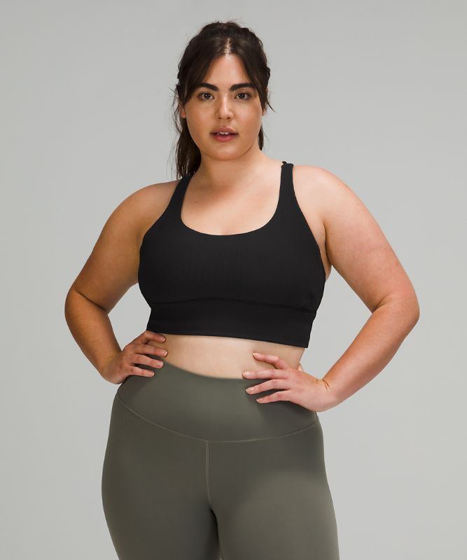 Sports Bras Lululemon Energy Bra Long Line Rib Mujer Negros | 84290-OPDM