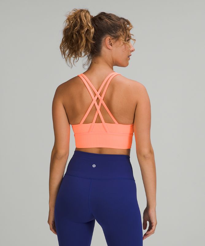 Sports Bras Lululemon Energy Bra Long Line Rib Mujer Naranjas | 84352-EATD