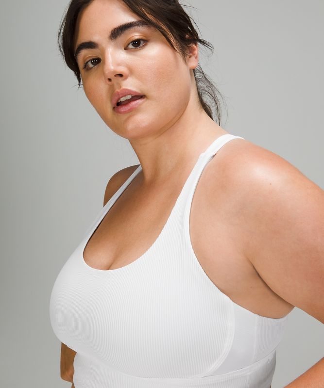 Sports Bras Lululemon Energy Bra Long Line Rib Mujer Blancos | 56389-DNXQ