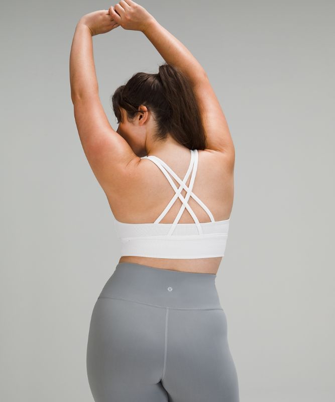 Sports Bras Lululemon Energy Bra Long Line Rib Mujer Blancos | 56389-DNXQ