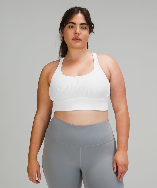 Sports Bras Lululemon Energy Bra Long Line Rib Mujer Blancos | 56389-DNXQ