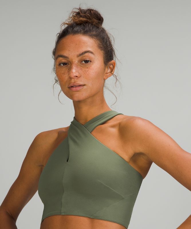 Sports Bras Lululemon Nulu Wrap-Front Longline Bra Light Support, A/B Cup Mujer Verdes | 18396-VTZB