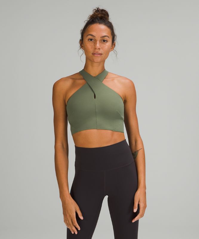 Sports Bras Lululemon Nulu Wrap-Front Longline Bra Light Support, A/B Cup Mujer Verdes | 18396-VTZB