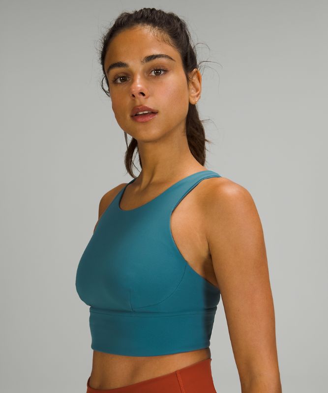 Sports Bras Lululemon Wunder Train Long-Line Bra Mujer Azules | 38415-MILN