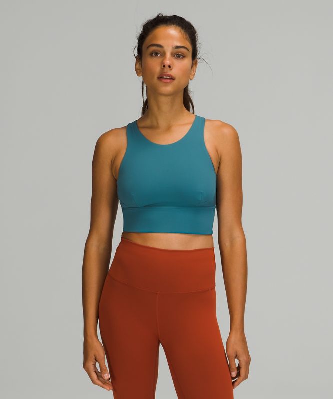 Sports Bras Lululemon Wunder Train Long-Line Bra Mujer Azules | 38415-MILN