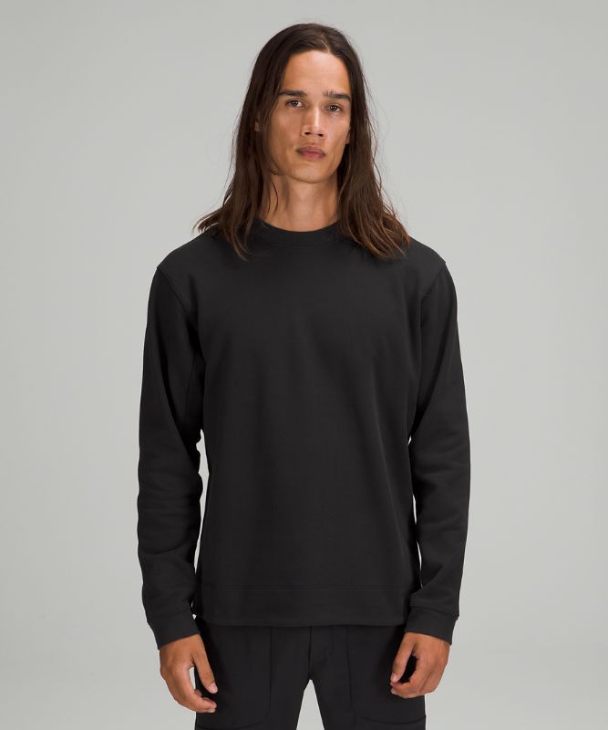 Sudadera con Capucha Lululemon French Terry Oversized Long Sleeve Crew Hombre Negros | 08267-KFUM