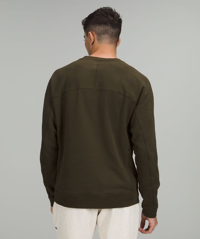 Sudadera con Capucha Lululemon French Terry Oversized Long Sleeve Crew Hombre Verde Oliva Oscuro | 69475-OHEX