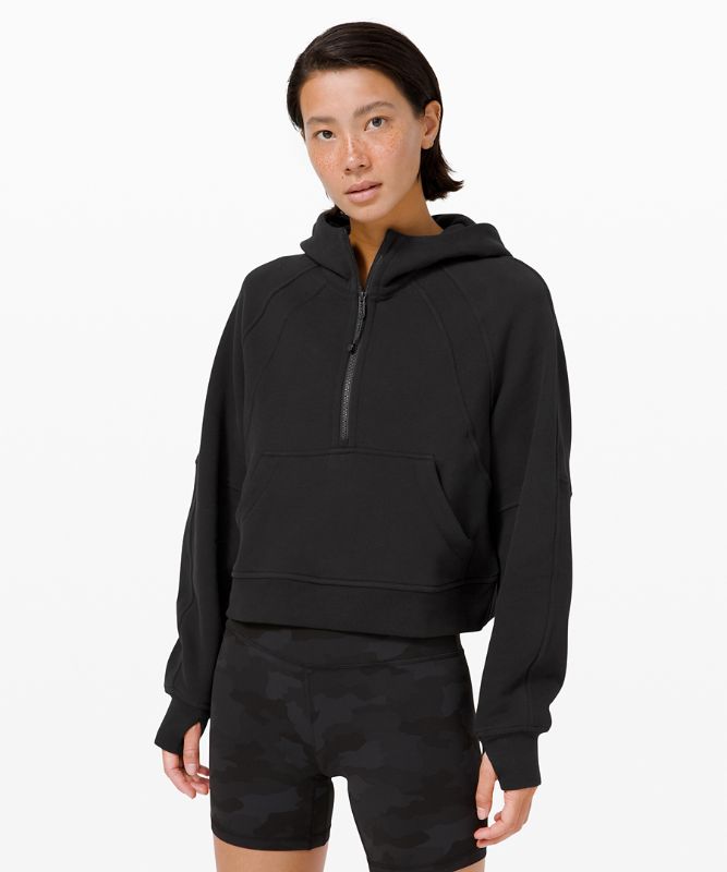 Sudadera con Capucha Lululemon Scuba Oversized 1/2 Zip Mujer Negros | 78453-XQFW