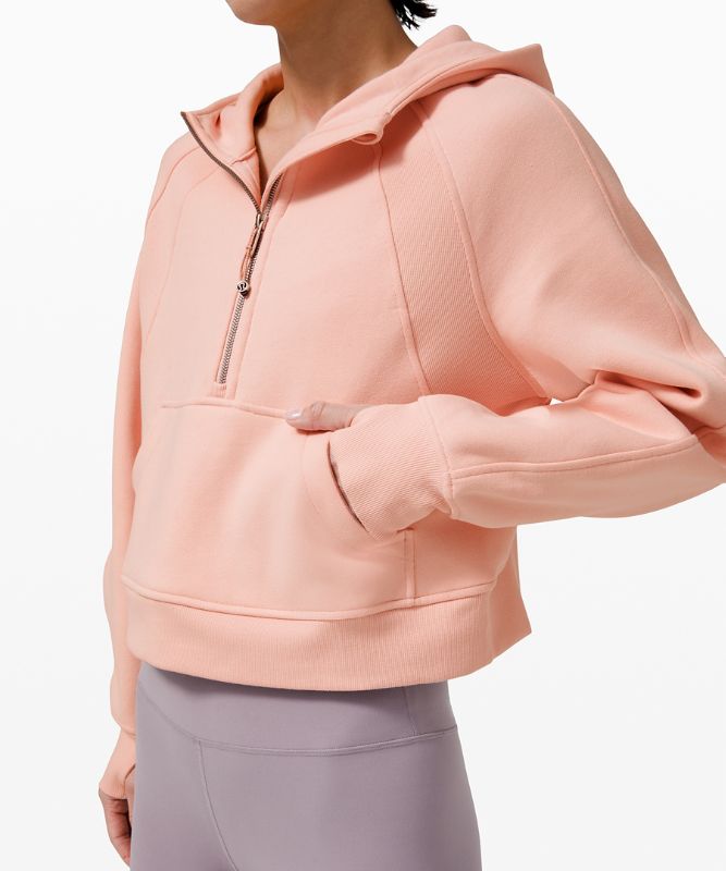 Sudadera con Capucha Lululemon Scuba Oversized Half-Zip Mujer Rosas Blancos | 95372-ORDM