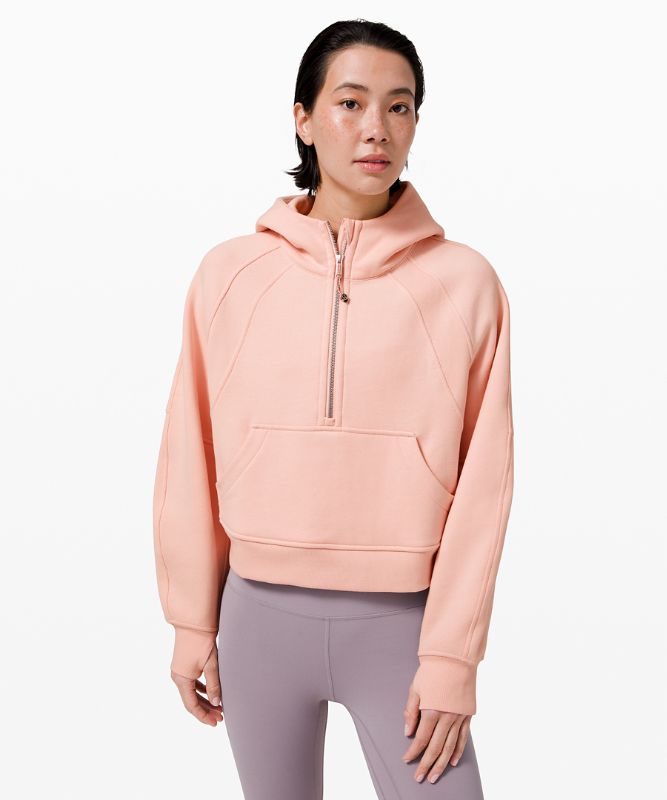 Sudadera con Capucha Lululemon Scuba Oversized Half-Zip Mujer Rosas Blancos | 95372-ORDM