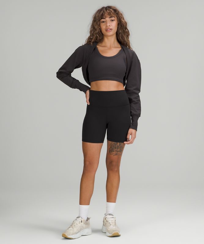 Sudaderas Lululemon LA Cropped Long Sleeve Shrug Mujer Negros Grises | 04239-XBNZ