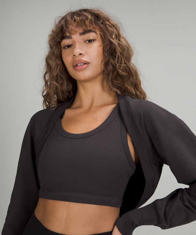 Sudaderas Lululemon LA Cropped Long Sleeve Shrug Mujer Negros Grises | 04239-XBNZ