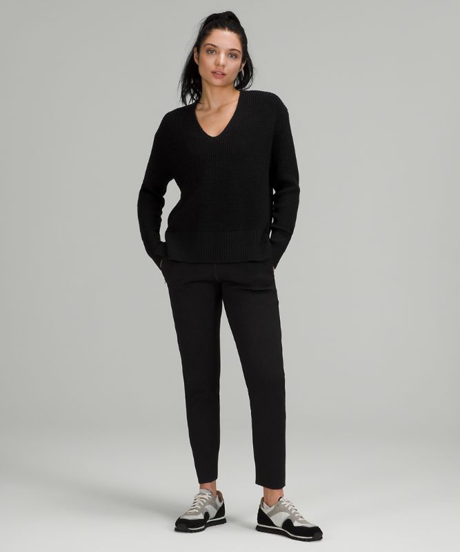 Sudaderas Lululemon Merino Wool V-Neck Sweater Mujer Negros | 32608-OLJC