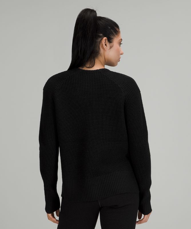 Sudaderas Lululemon Merino Wool V-Neck Sweater Mujer Negros | 32608-OLJC