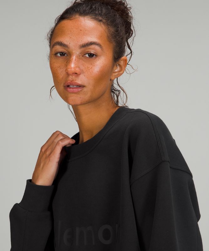 Sudaderas Lululemon Perfectly Oversized Crew Mujer Negros | 81624-PRLZ