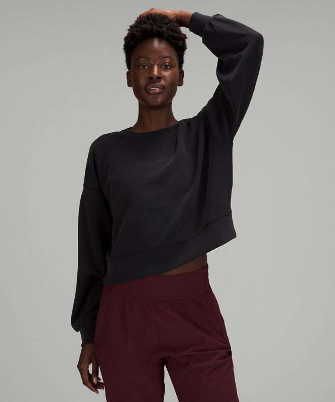 Sudaderas Lululemon Perfectly Oversized Cropped Crew Softstreme Mujer Negros | 97208-VJUY