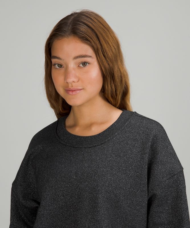 Sudaderas Lululemon Perfectly Oversized Cropped Crew Spark Mujer Negros | 40387-RZKU