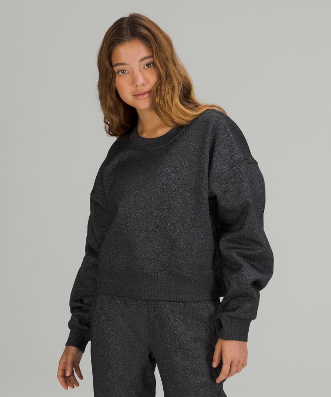 Sudaderas Lululemon Perfectly Oversized Cropped Crew Spark Mujer Negros | 40387-RZKU