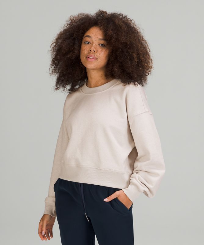 Sudaderas Lululemon Perfectly Oversized Cropped Crew Spark Mujer Blancos | 40581-QIMK