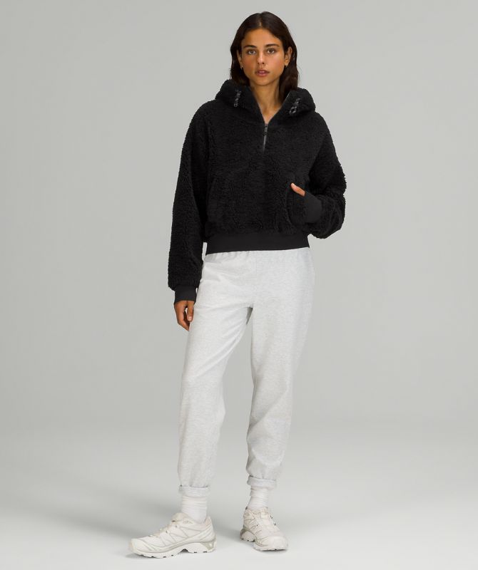 Sudaderas Lululemon Textured Fleece 1/2 Zip Mujer Negros | 67285-SGHC