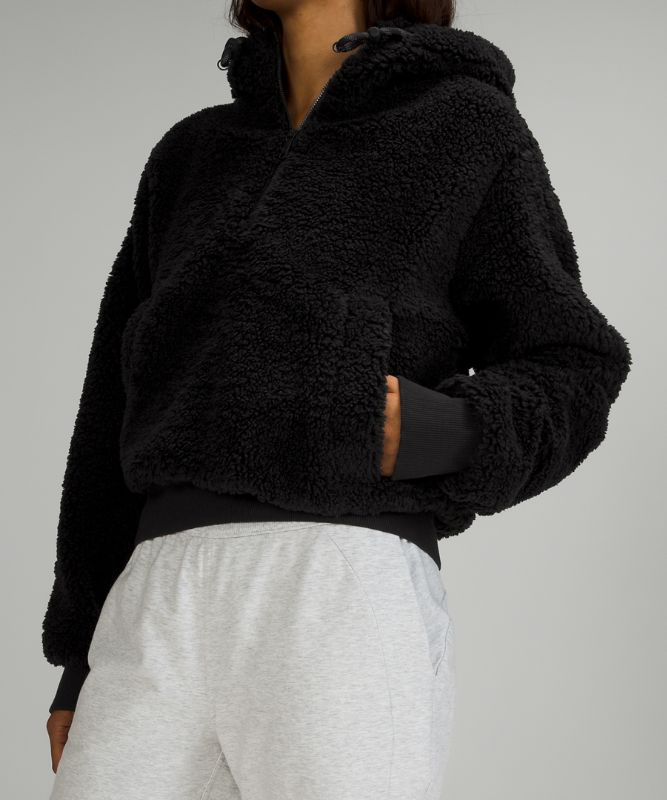 Sudaderas Lululemon Textured Fleece 1/2 Zip Mujer Negros | 67285-SGHC