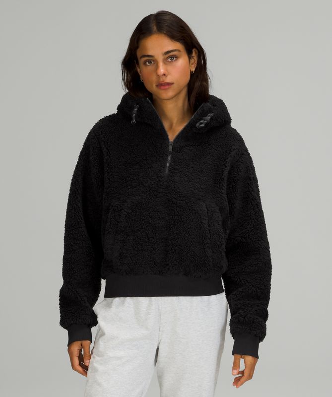 Sudaderas Lululemon Textured Fleece 1/2 Zip Mujer Negros | 67285-SGHC