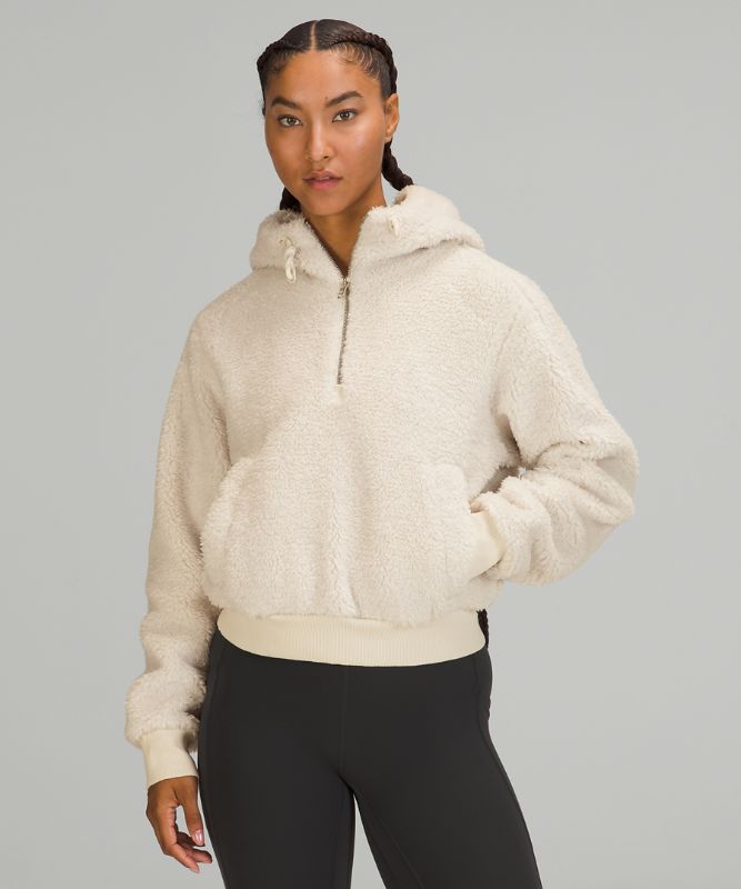 Sudaderas Lululemon Textured Fleece 1/2 Zip Mujer Blancos | 02851-GSMO