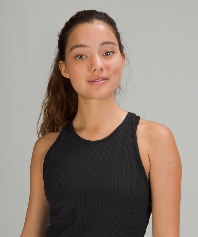 Tank Top Lululemon Base Pace Tank Ribbed Mujer Negros | 63759-XTOH