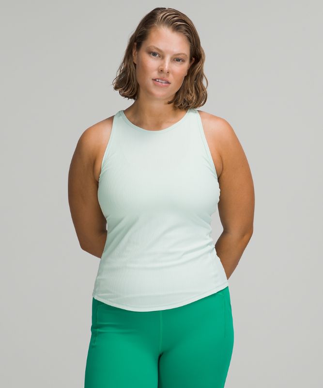 Tank Top Lululemon Base Pace Tank Ribbed Mujer Verde Menta | 61308-WKXC