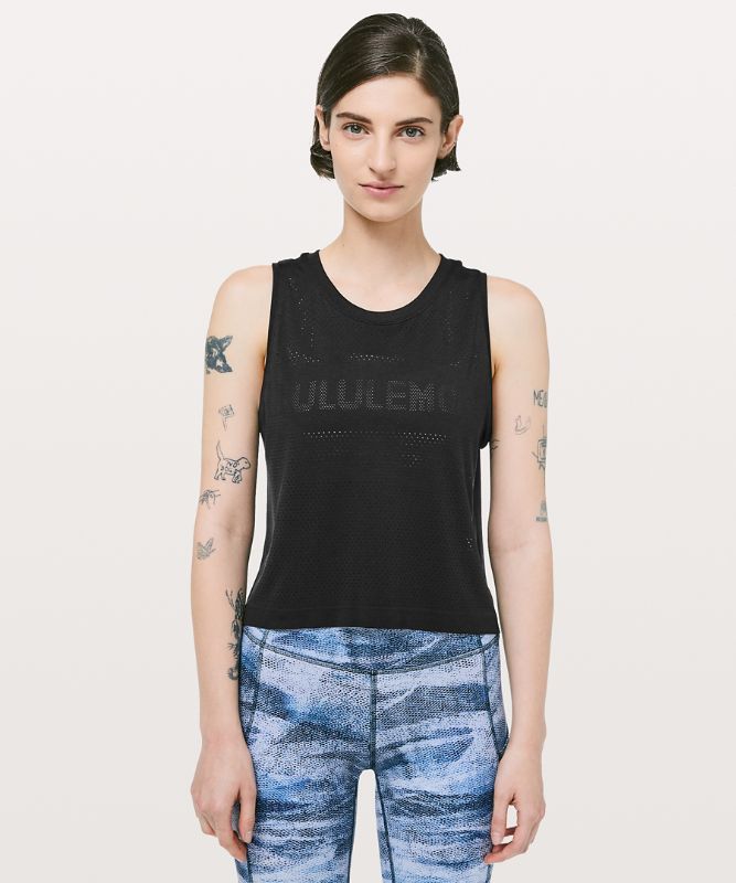 Tank Top Lululemon Breeze By Muscle Crop Tank Mujer Negros Negros | 42817-RBCD