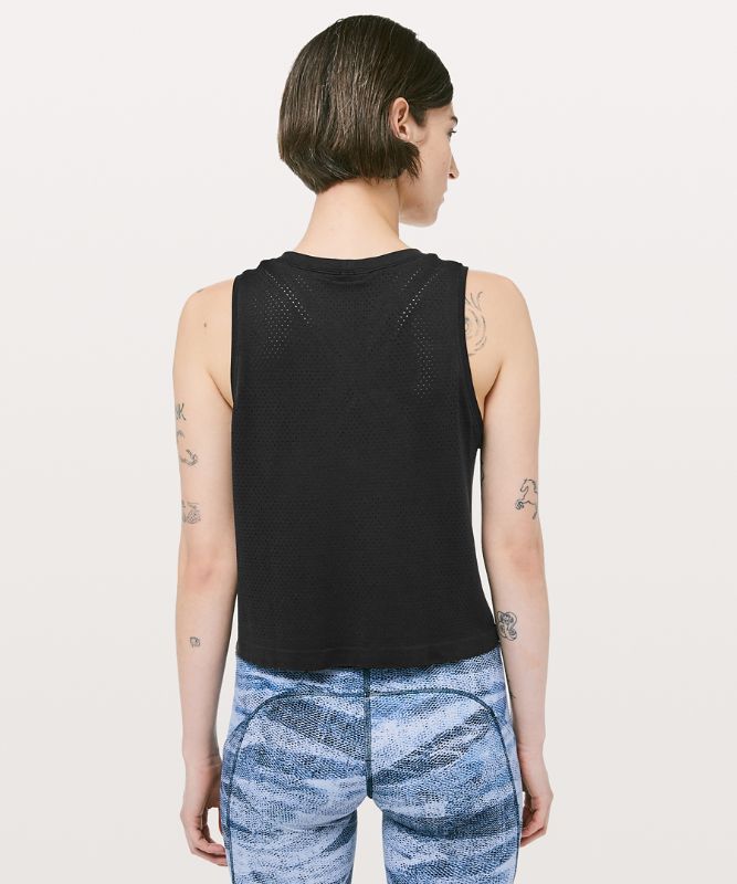 Tank Top Lululemon Breeze By Muscle Crop Tank Mujer Negros Negros | 42817-RBCD