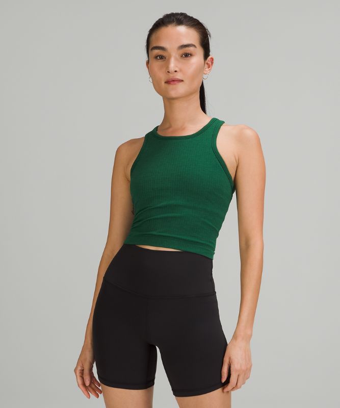 Tank Top Lululemon Ebb to Street RB Crop Tank Mujer Verdes | 08675-NFVG