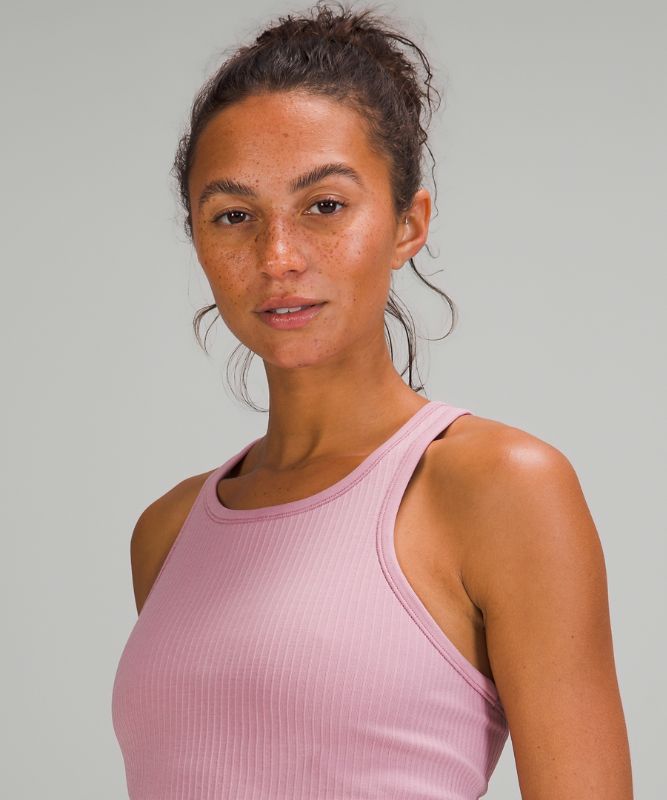 Tank Top Lululemon Ebb to Street RB Crop Tank Mujer Rosas Grises Marrom | 04861-BIAW