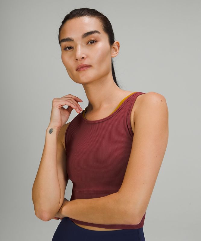 Tank Top Lululemon Power Pivot Tank Rib Mujer Mulled Wine | 72196-VTKP