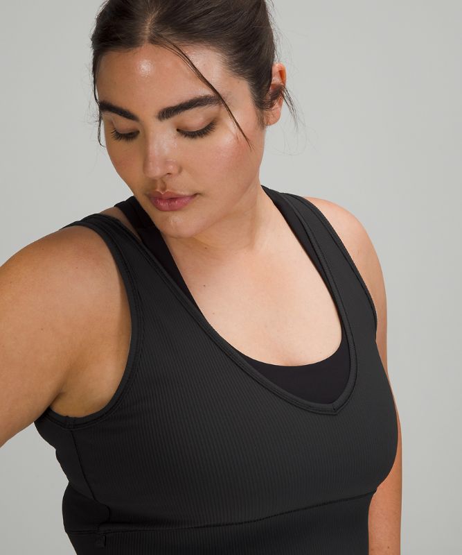 Tank Top Lululemon Power Pivot Tank Top Rib Mujer Negros | 45630-ARCD