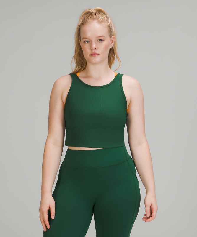 Tank Top Lululemon Power Pivot Tank Top Rib Mujer Verdes | 38452-HOTN