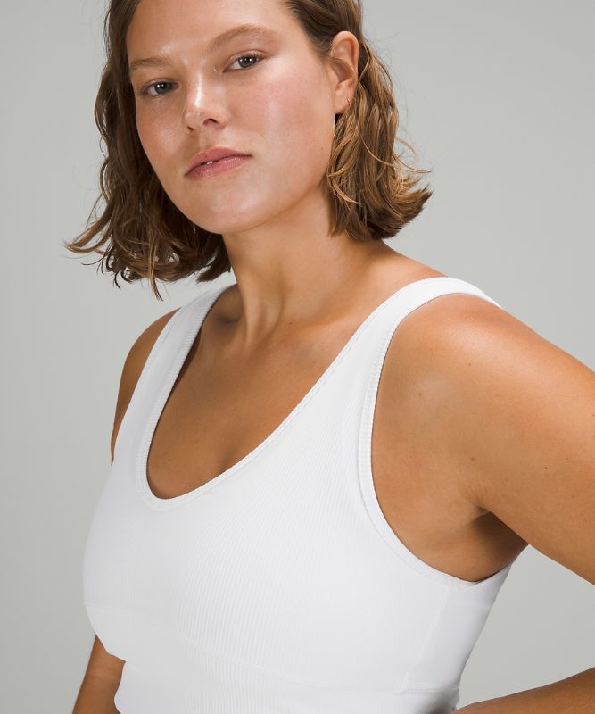 Tank Top Lululemon Power Pivot Tank Top Rib Mujer Blancos | 82951-EZWD