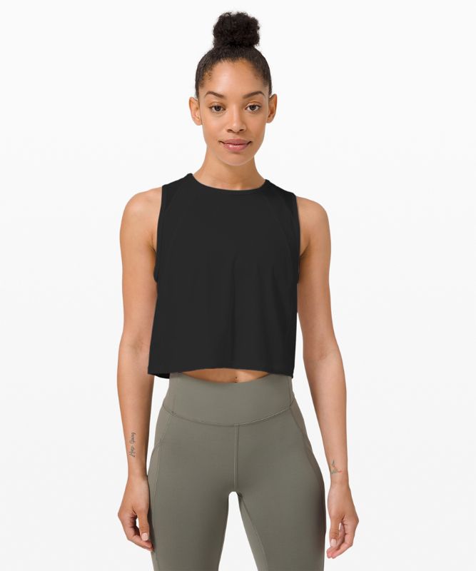 Tank Top Lululemon Sculpt Cropped Tank Mujer Negros | 76159-FPRB