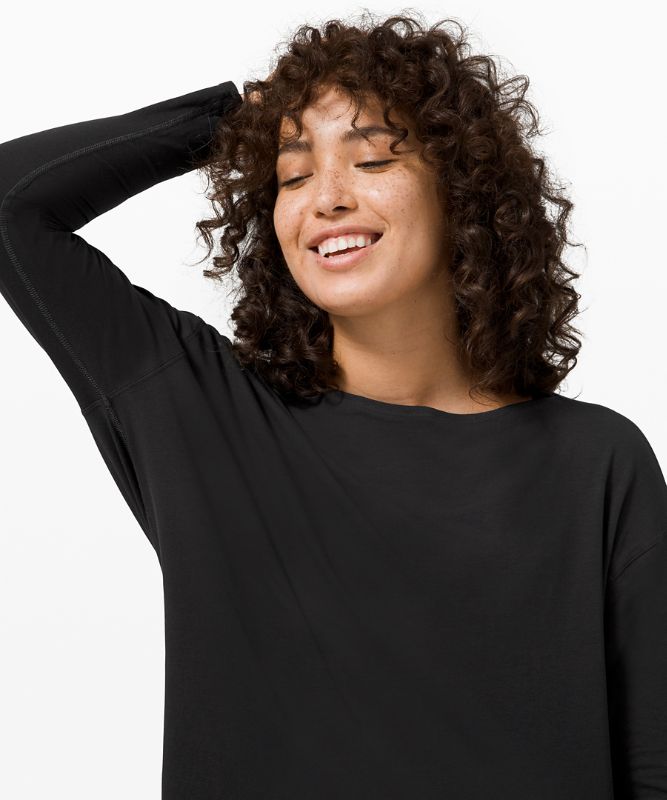 Tops Lululemon Back in Action Long Sleeve Mujer Negros | 90124-TMLF