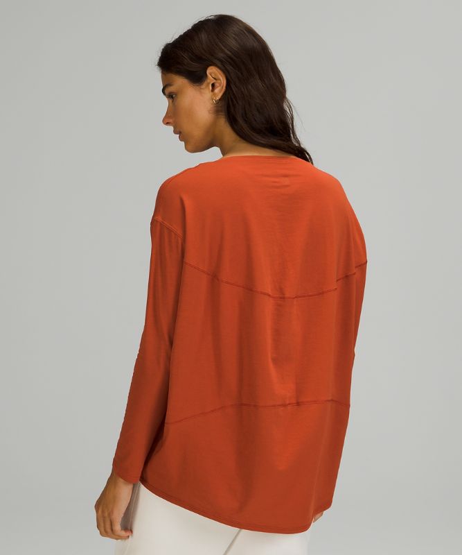 Tops Lululemon Back in Action Long Sleeve Mujer Rojos Oscuro | 47321-QGFD