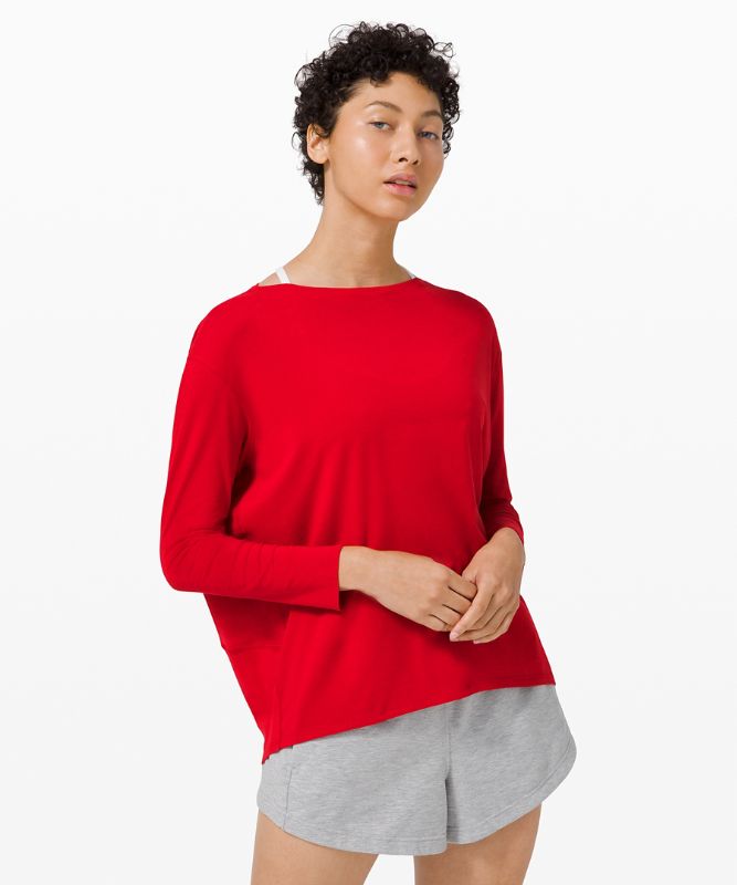 Tops Lululemon Back in Action Long Sleeve Mujer Rojos Oscuro | 84375-SZMU