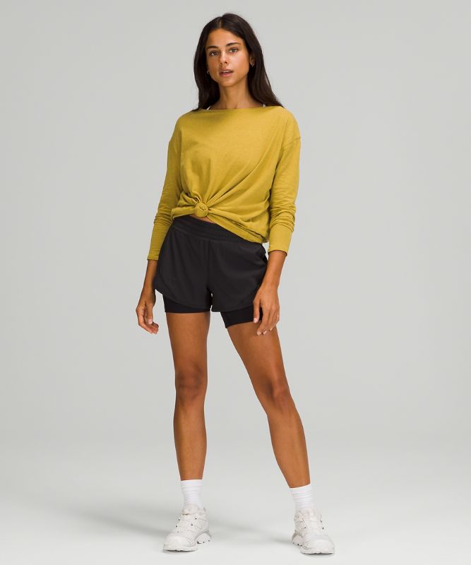 Tops Lululemon Back in Action Long Sleeve Mujer Dorados | 63517-SYRI